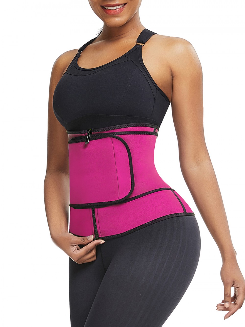 Rose Red Waist Neoprene Trainer Queen Size With Zip Tummy Training