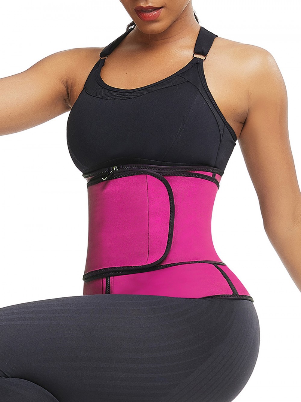 Rose Red Waist Neoprene Trainer Queen Size With Zip Tummy Training