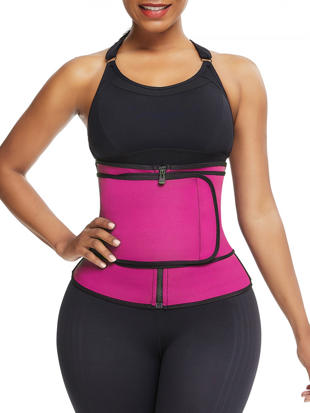 Rose Red Waist Neoprene Trainer Queen Size With Zip Tummy Training