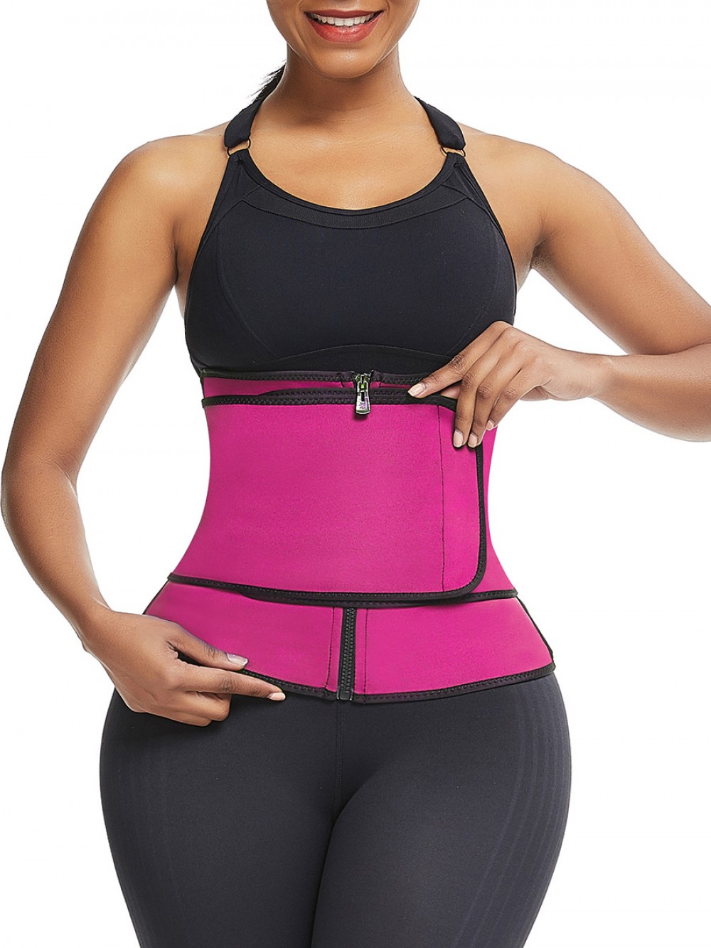 Rose Red Waist Neoprene Trainer Queen Size With Zip Tummy Training