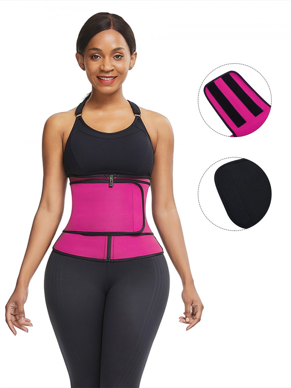 Rose Red Waist Neoprene Trainer Queen Size With Zip Tummy Training