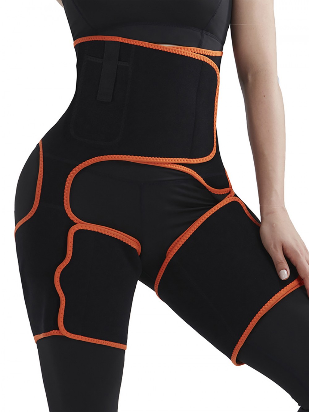 Compression Silhouette Orange Sweat Thigh Trimmer High Waist Pocket