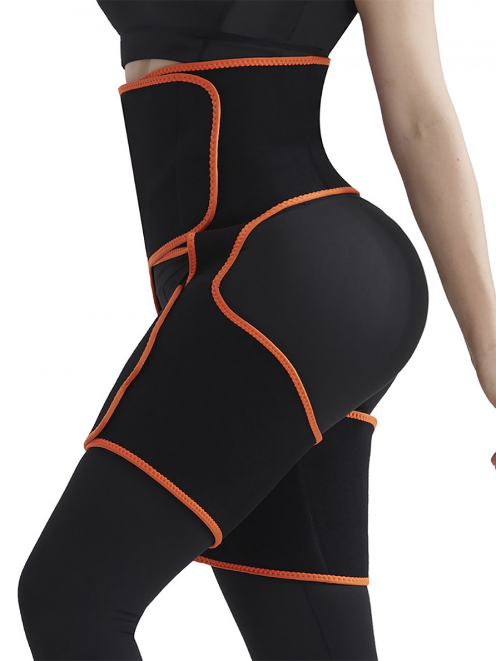 Compression Silhouette Orange Sweat Thigh Trimmer High Waist Pocket