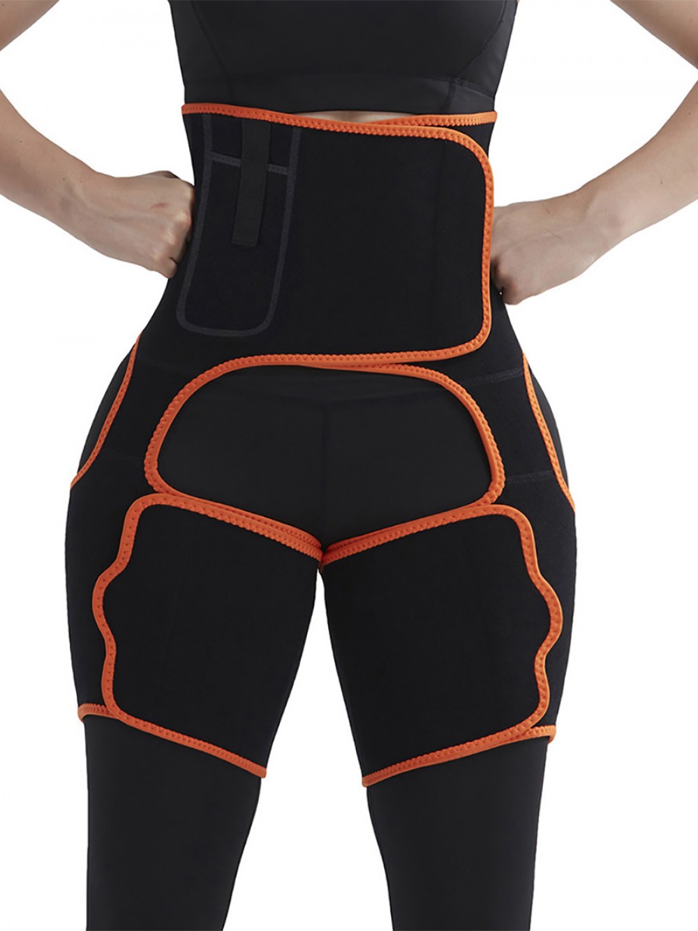 Compression Silhouette Orange Sweat Thigh Trimmer High Waist Pocket