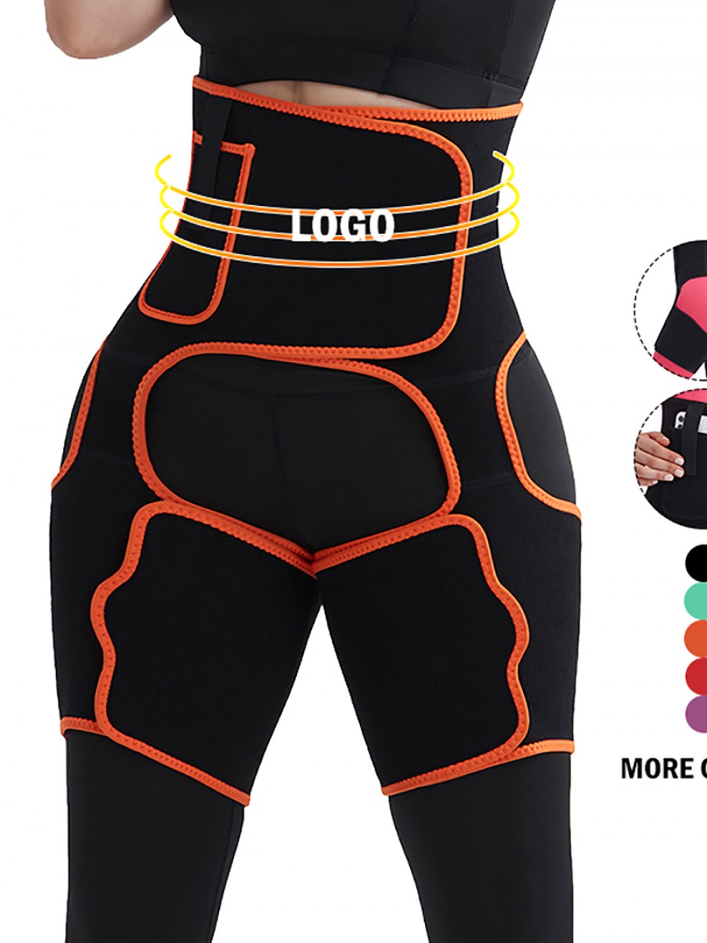 Compression Silhouette Orange Sweat Thigh Trimmer High Waist Pocket