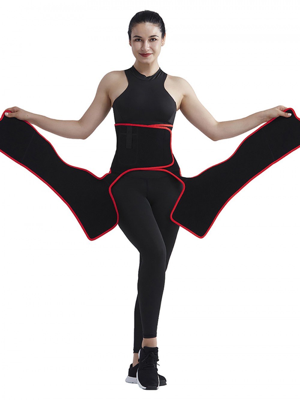 Abdominal Slimmer Red High-Waist Thigh Trimmer With Pocket Sleek Curves