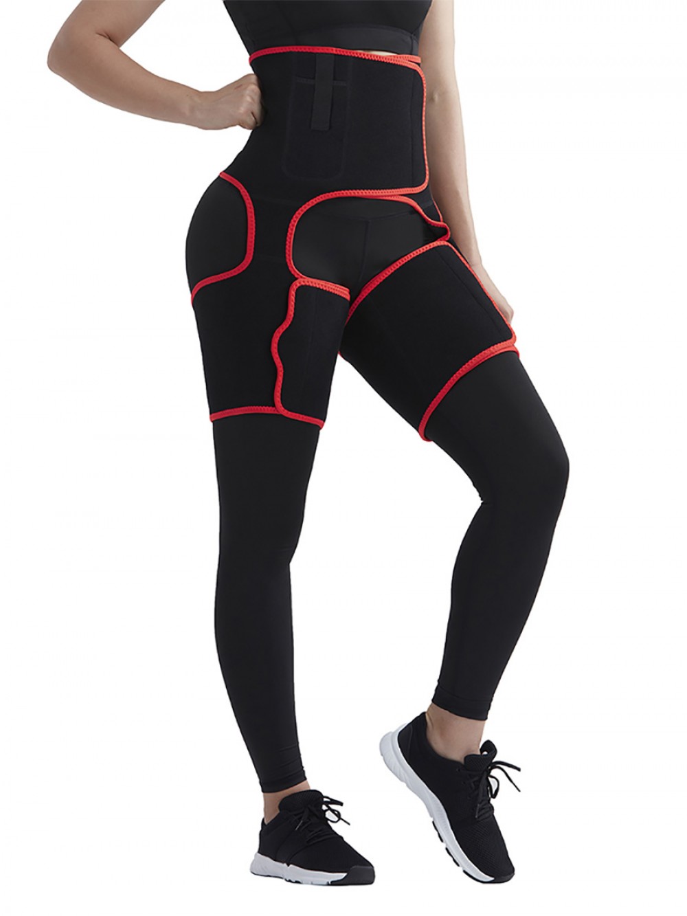 Abdominal Slimmer Red High-Waist Thigh Trimmer With Pocket Sleek Curves