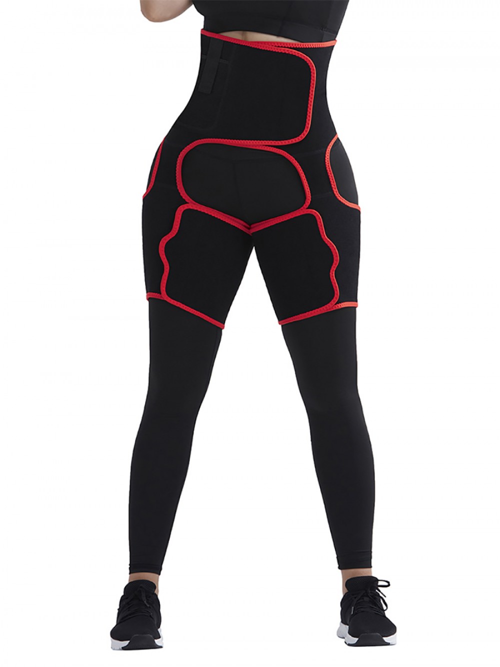 Abdominal Slimmer Red High-Waist Thigh Trimmer With Pocket Sleek Curves