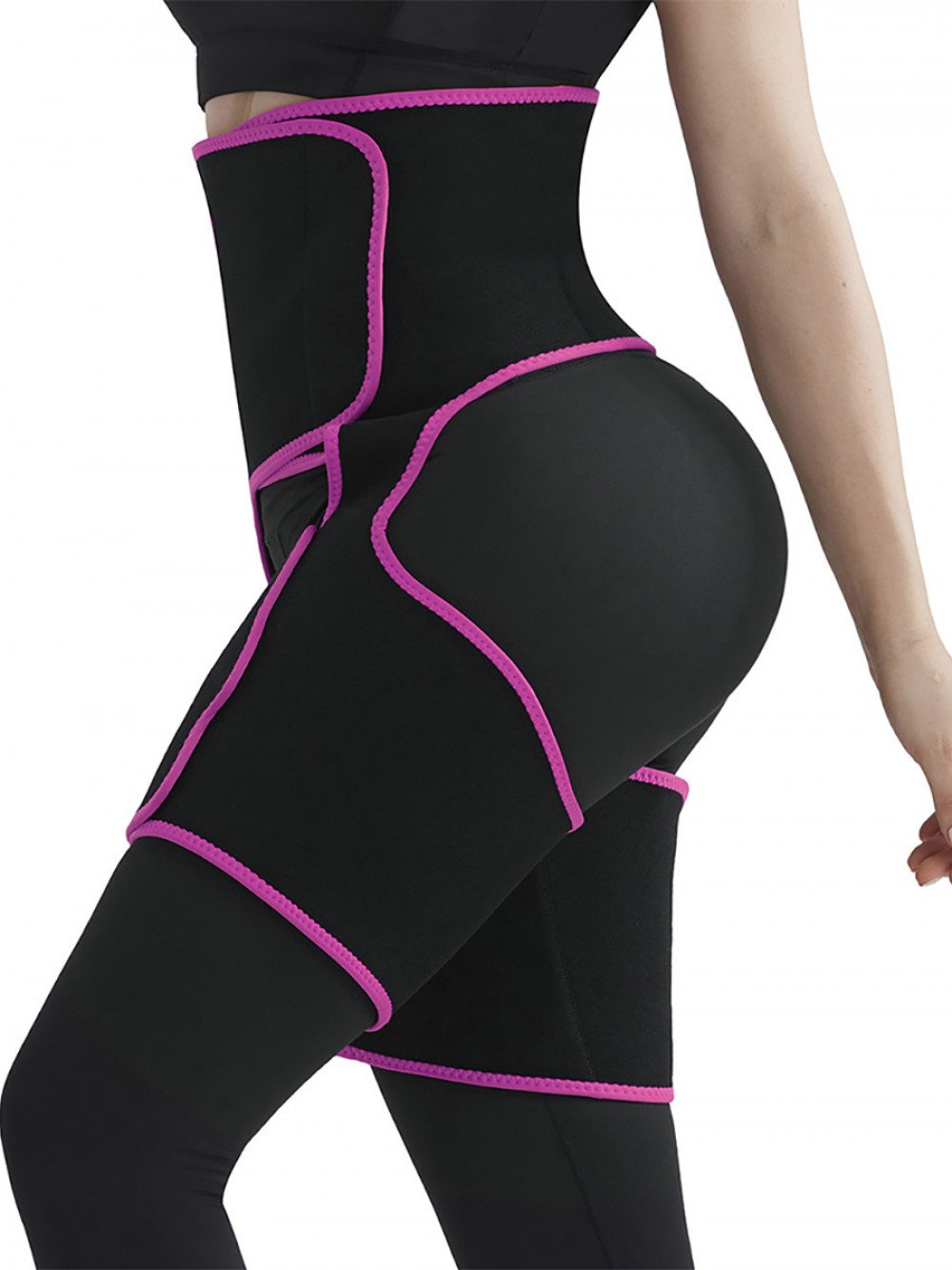 Rose Red Sticker Neoprene Tummy And Thigh Shaper With Pocket