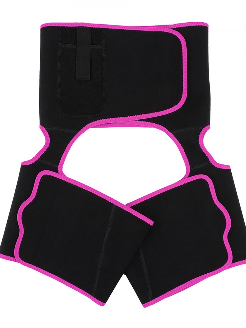 Rose Red Sticker Neoprene Tummy And Thigh Shaper With Pocket