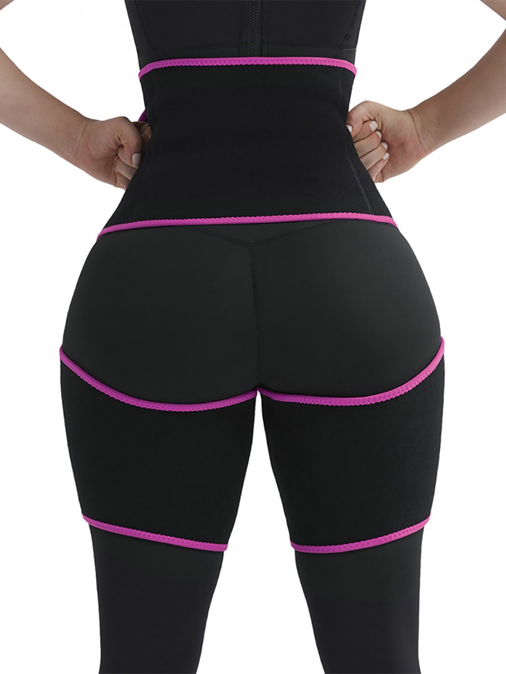 Rose Red Sticker Neoprene Tummy And Thigh Shaper With Pocket
