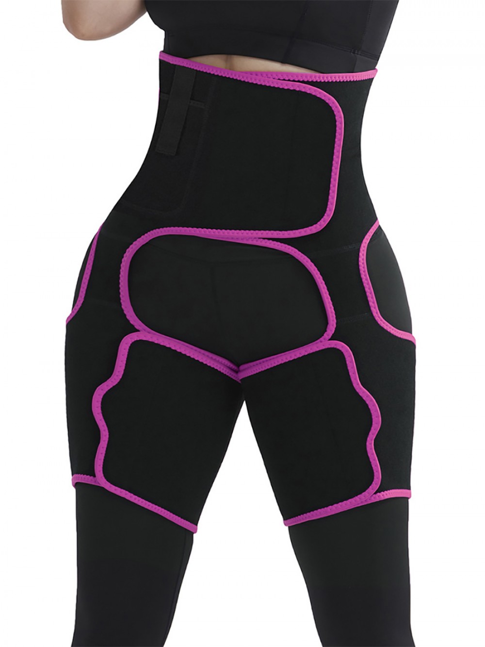 Rose Red Sticker Neoprene Tummy And Thigh Shaper With Pocket