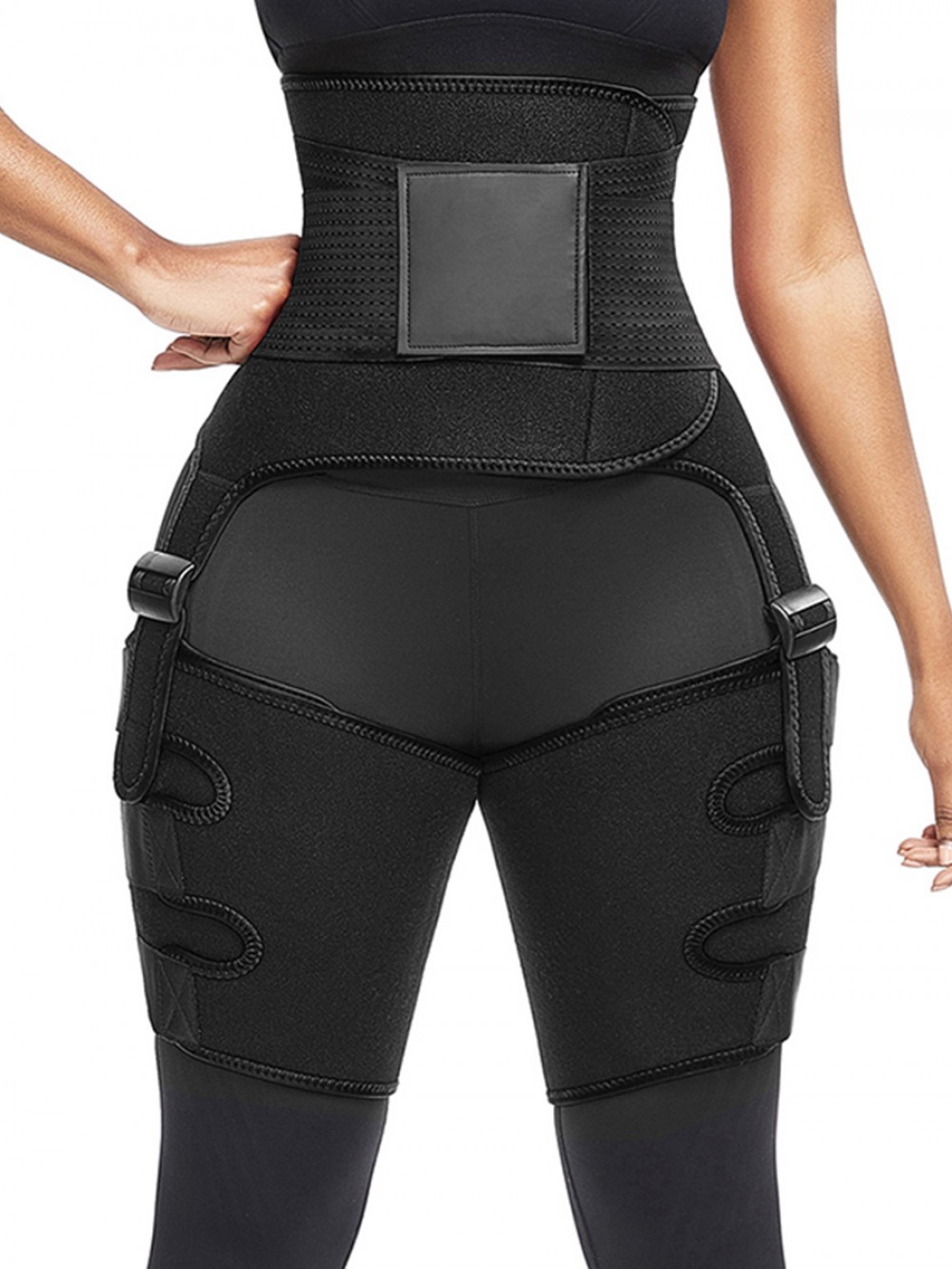 Black High Waist Adjustable Thigh Trimmer Neoprene Medium Control