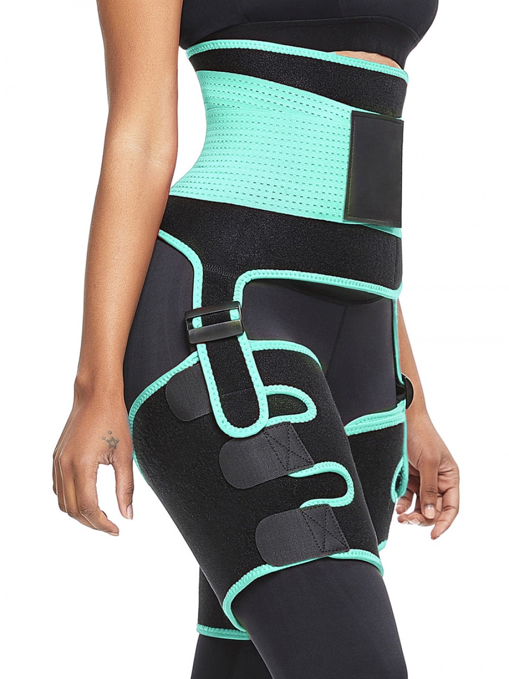 Light Green Neoprene 2-In-1 Waist Thigh Trimmer Tummy Control
