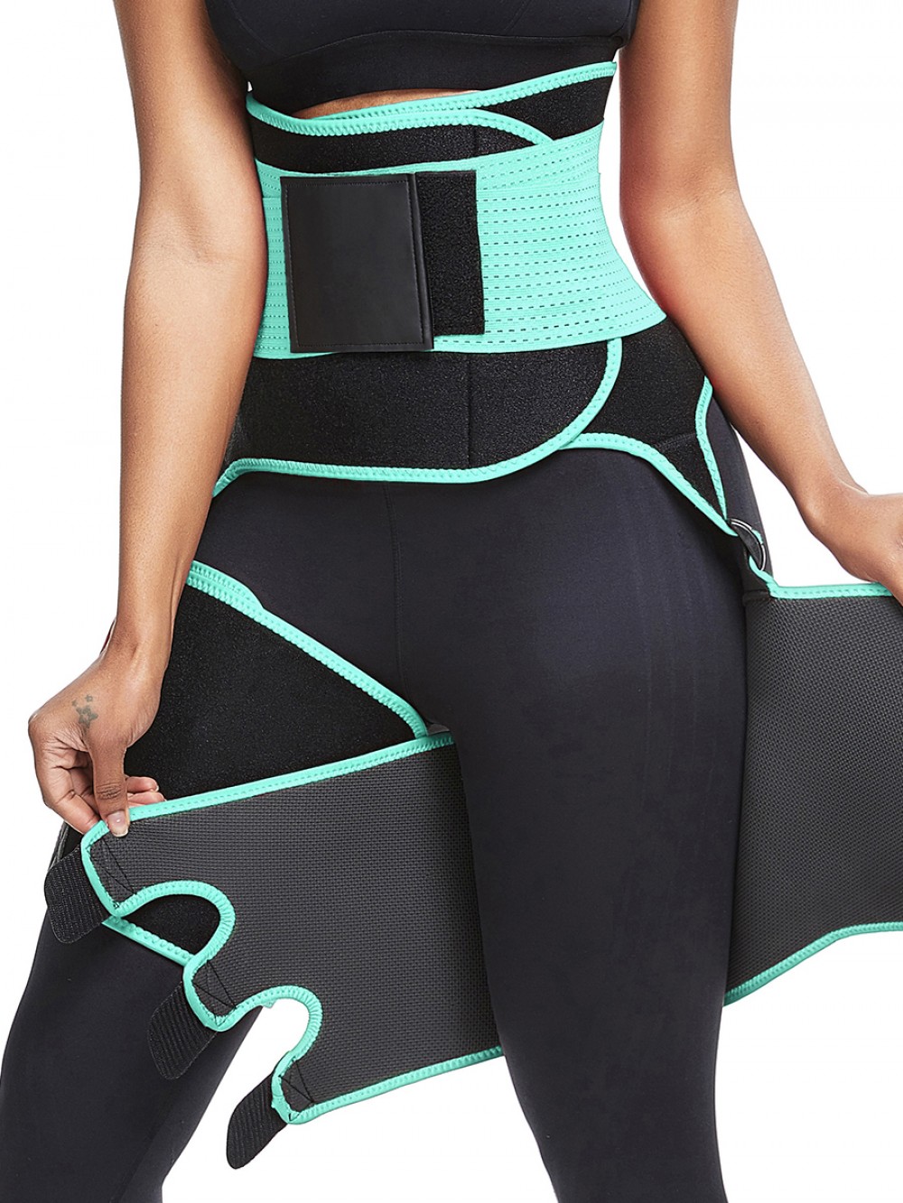 Light Green Neoprene 2-In-1 Waist Thigh Trimmer Tummy Control