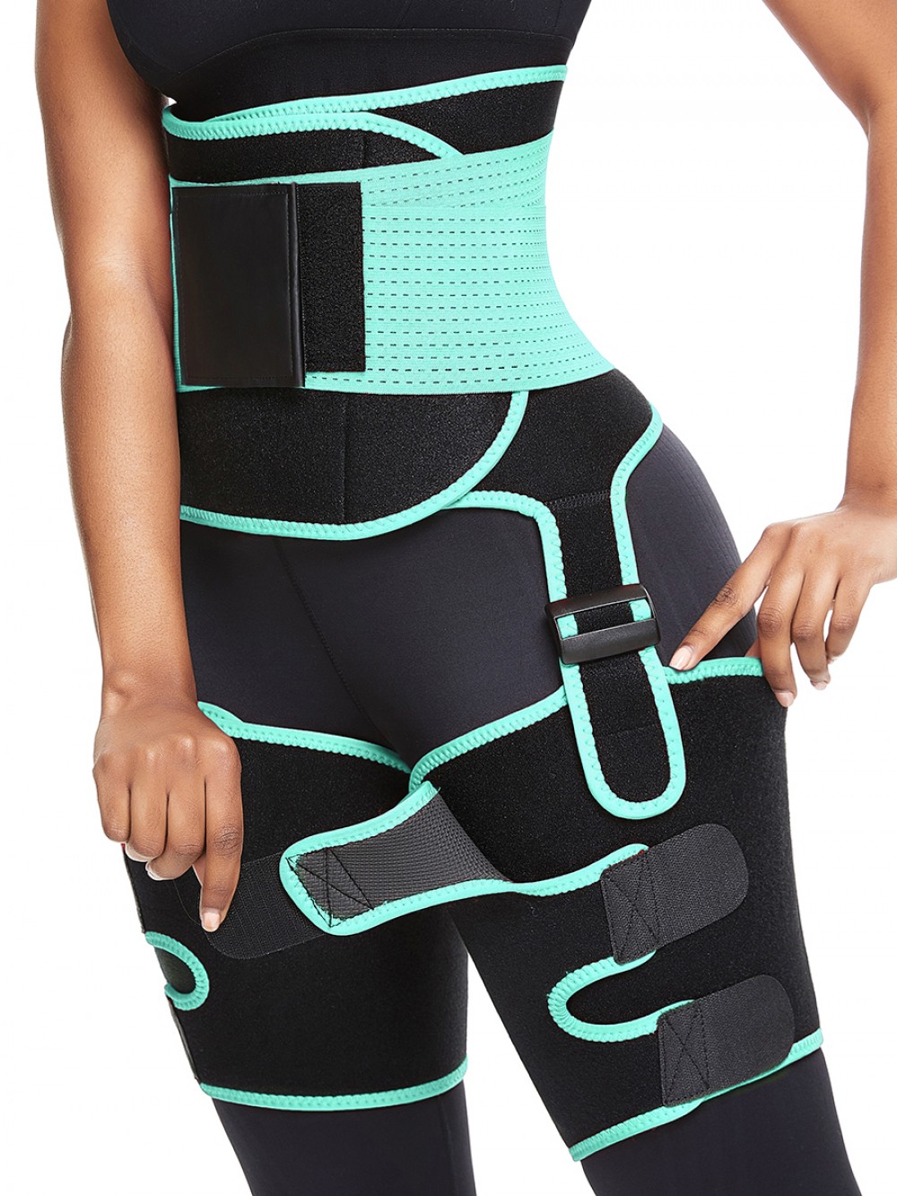 Light Green Neoprene 2-In-1 Waist Thigh Trimmer Tummy Control