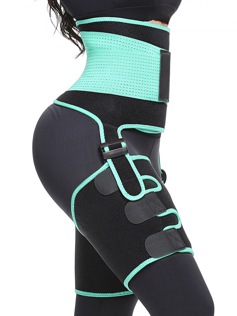 Light Green Neoprene 2-In-1 Waist Thigh Trimmer Tummy Control