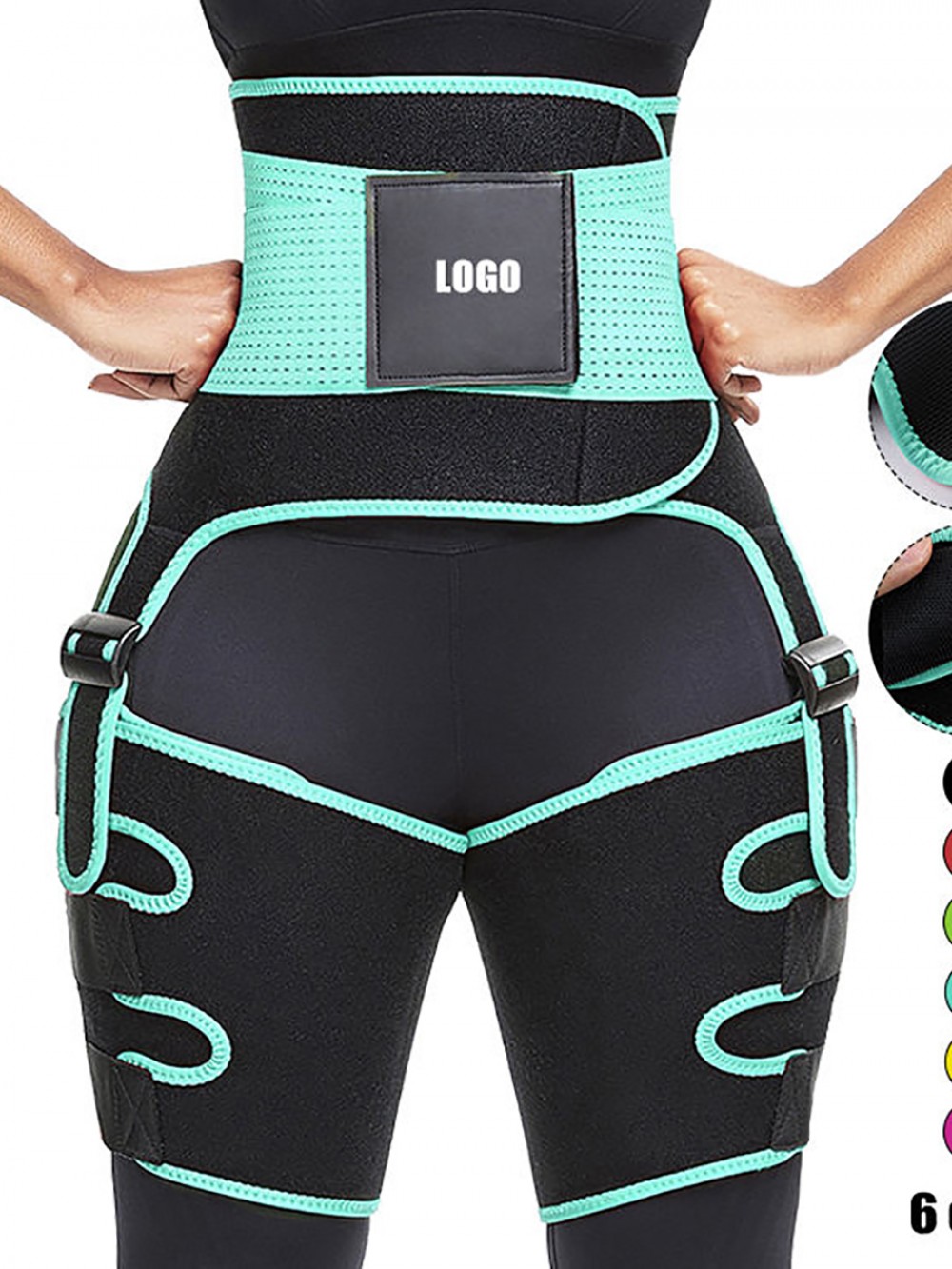 Light Green Neoprene 2-In-1 Waist Thigh Trimmer Tummy Control