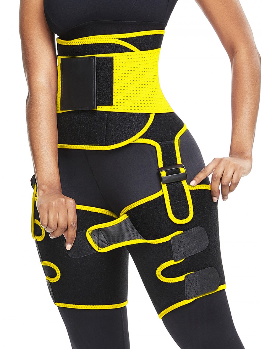 Yellow Adjust Sticker Neoprene Thigh Trainer Waist Trimmer