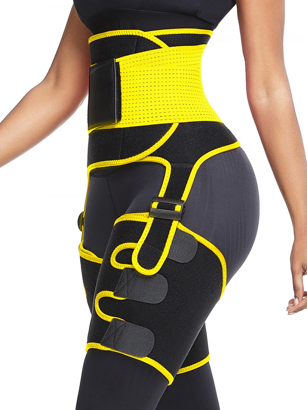 Yellow Adjust Sticker Neoprene Thigh Trainer Waist Trimmer