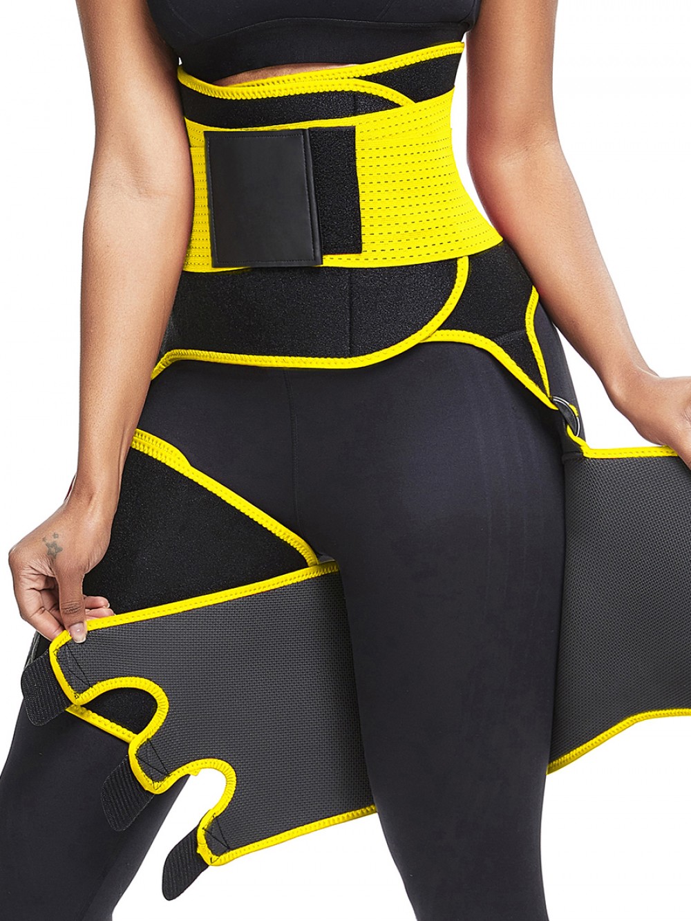 Yellow Adjust Sticker Neoprene Thigh Trainer Waist Trimmer