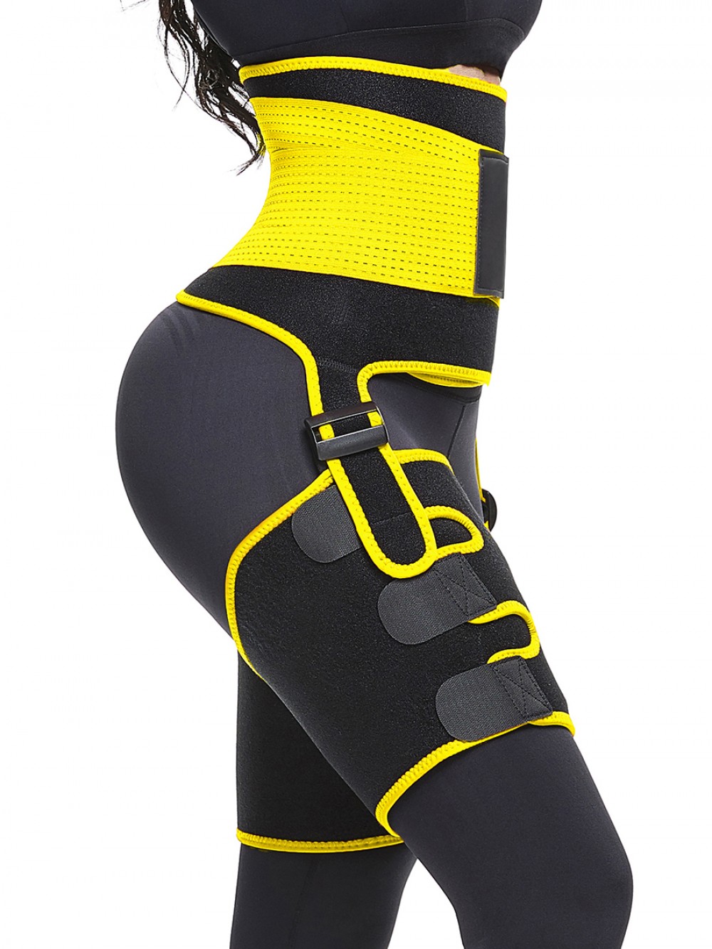 Yellow Adjust Sticker Neoprene Thigh Trainer Waist Trimmer