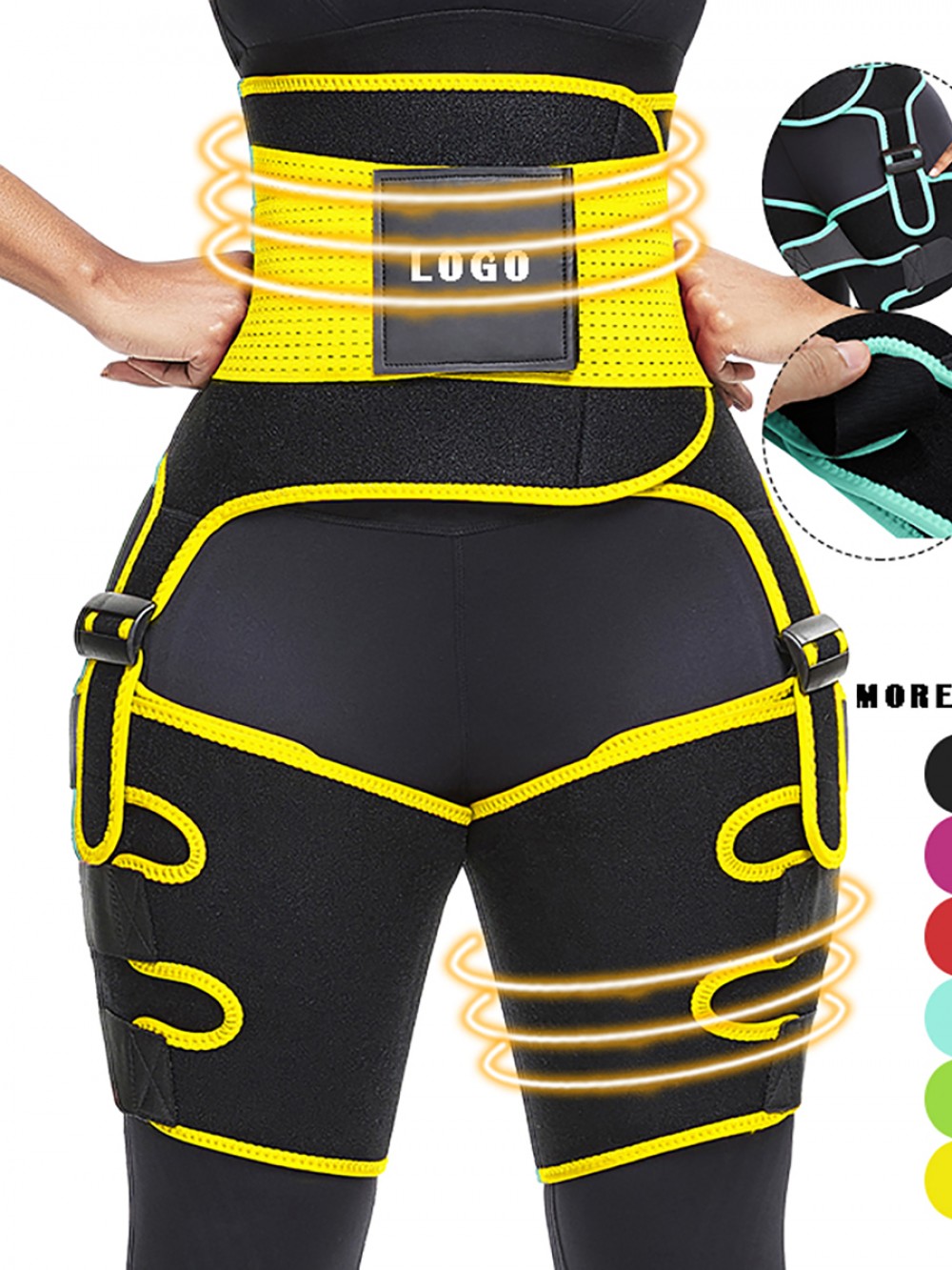 Yellow Adjust Sticker Neoprene Thigh Trainer Waist Trimmer