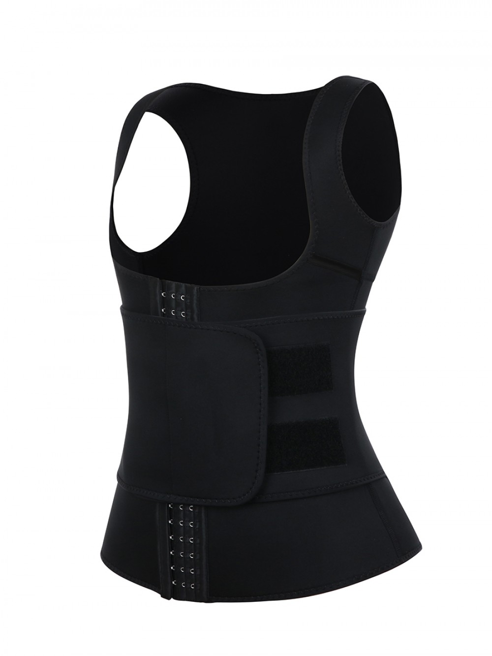 Black 3-Row Hooks Neoprene Waist Trainer Vest No Steel Bones