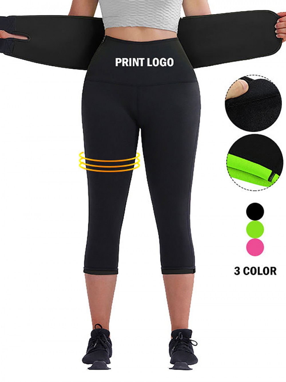 Ultimate Stretch Black Big Size Neoprene Shaper Pants With Belt