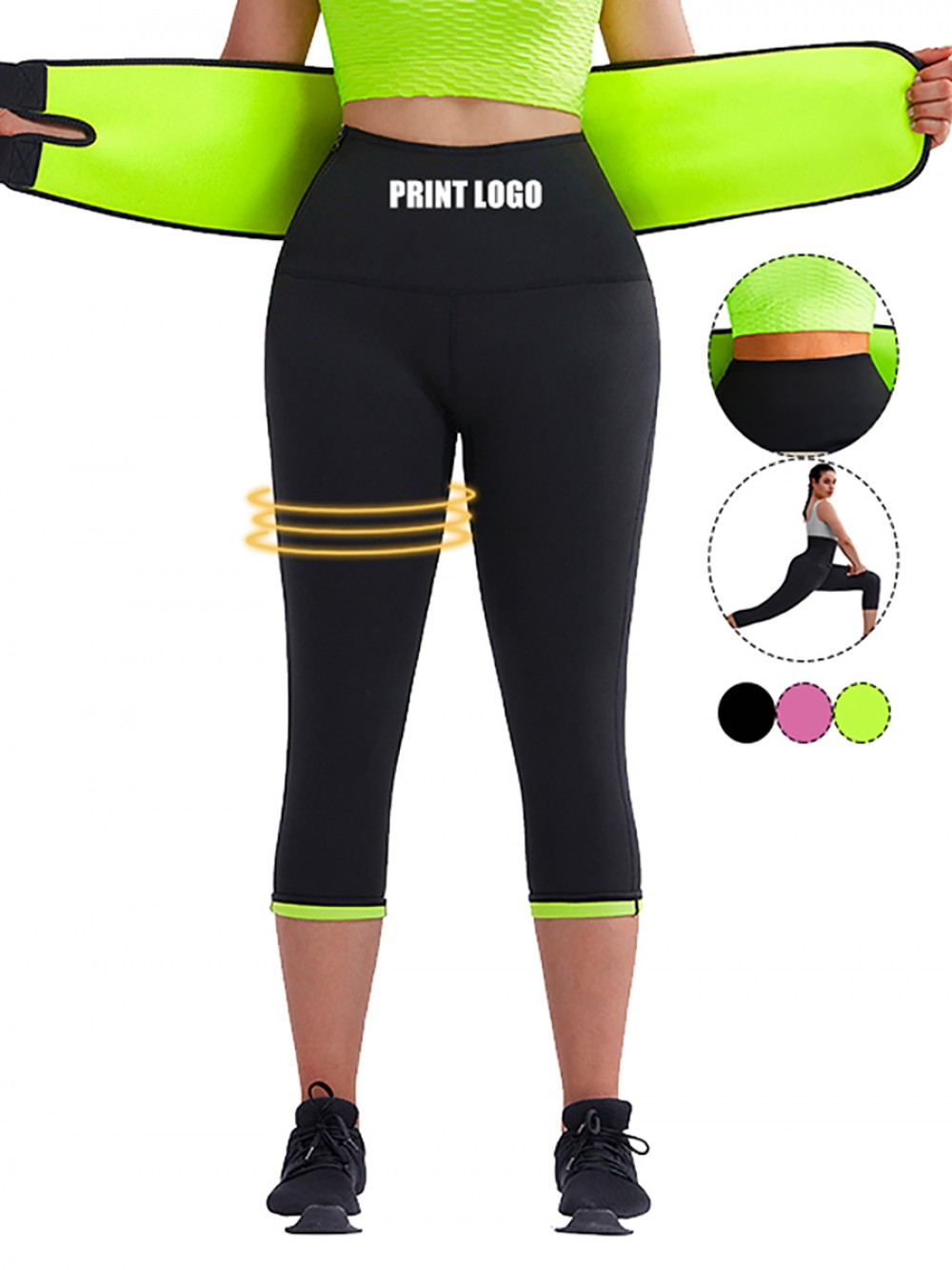 Staple Green Neoprene Shaper Pants With Waist Belt Tailored Shape