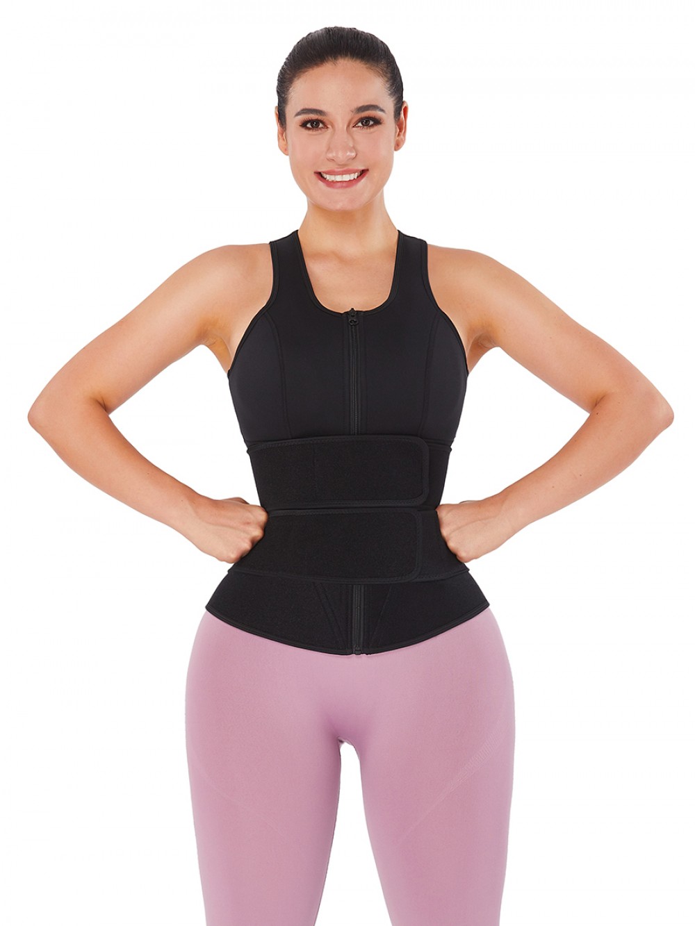 Black Neoprene Waist Trainer Vest Adjustable Belts For Workout