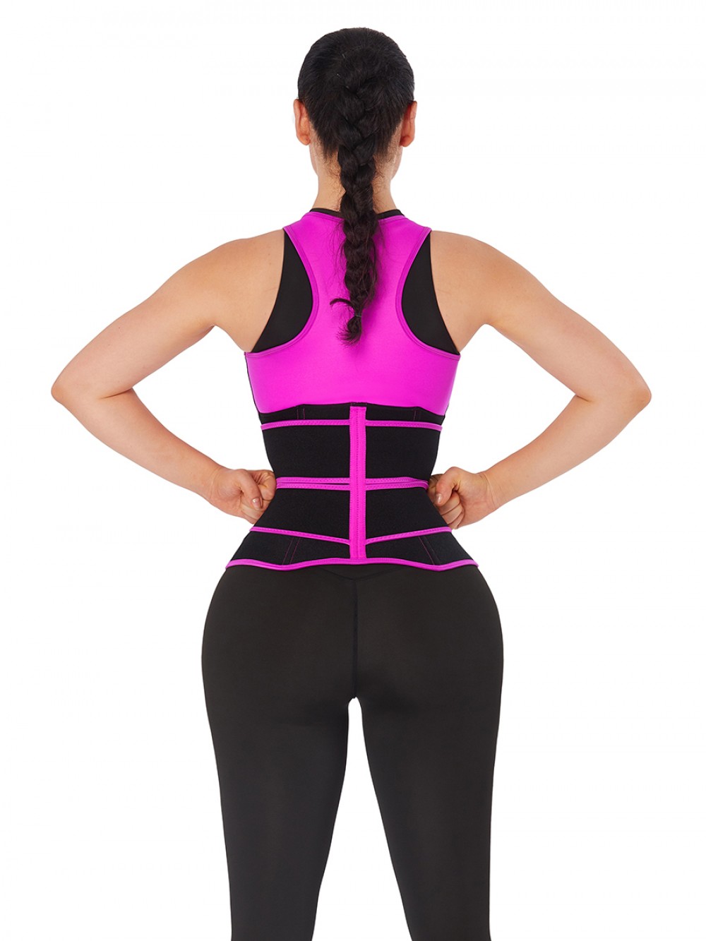 Rose Red Double-Belt Neoprene Waist Shapewear Vest Slimming Tummy