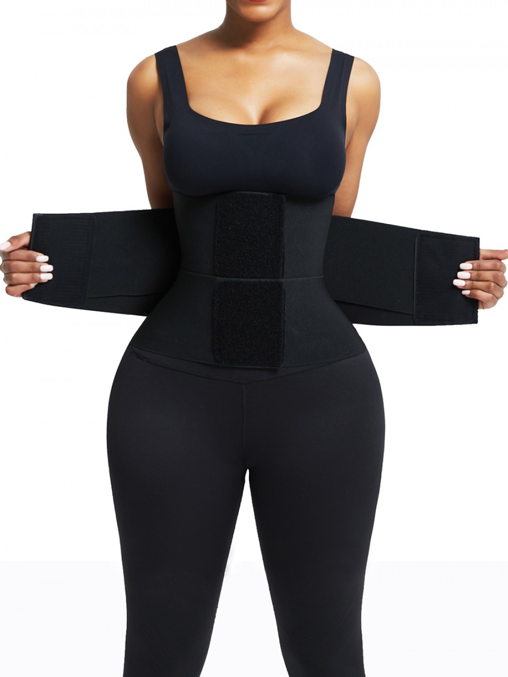 Rose Red Contrast Color Plus Waist Trainer With Straps Posture Correction