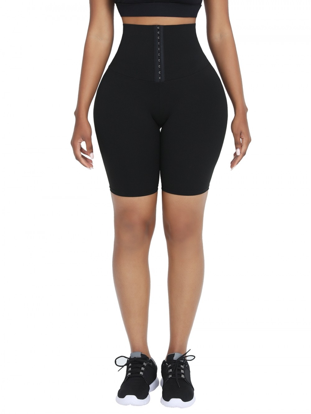 Black High Waist 2-In-1 Waist Trainer Shorts Mid-Thigh Wholesale Online