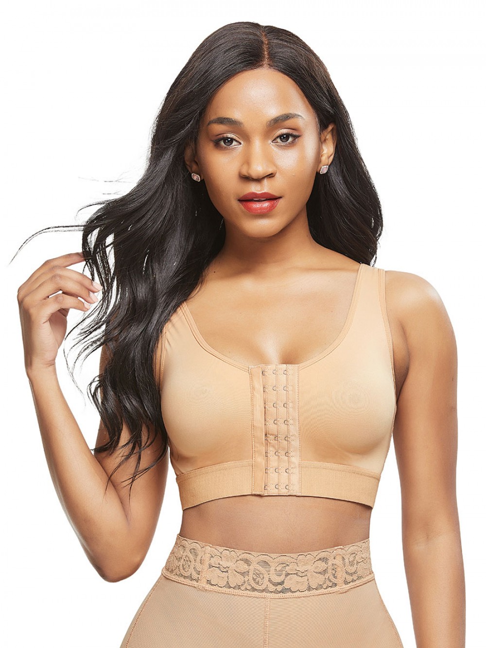 Stretchy Skin Color Solid Color Shapewear Bar Large Size Sensual Curves