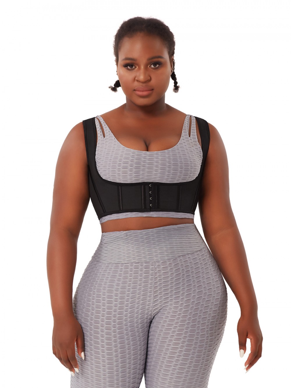Black Latex Shapewear Tank Top 4 Steel Bones Curve Shaper