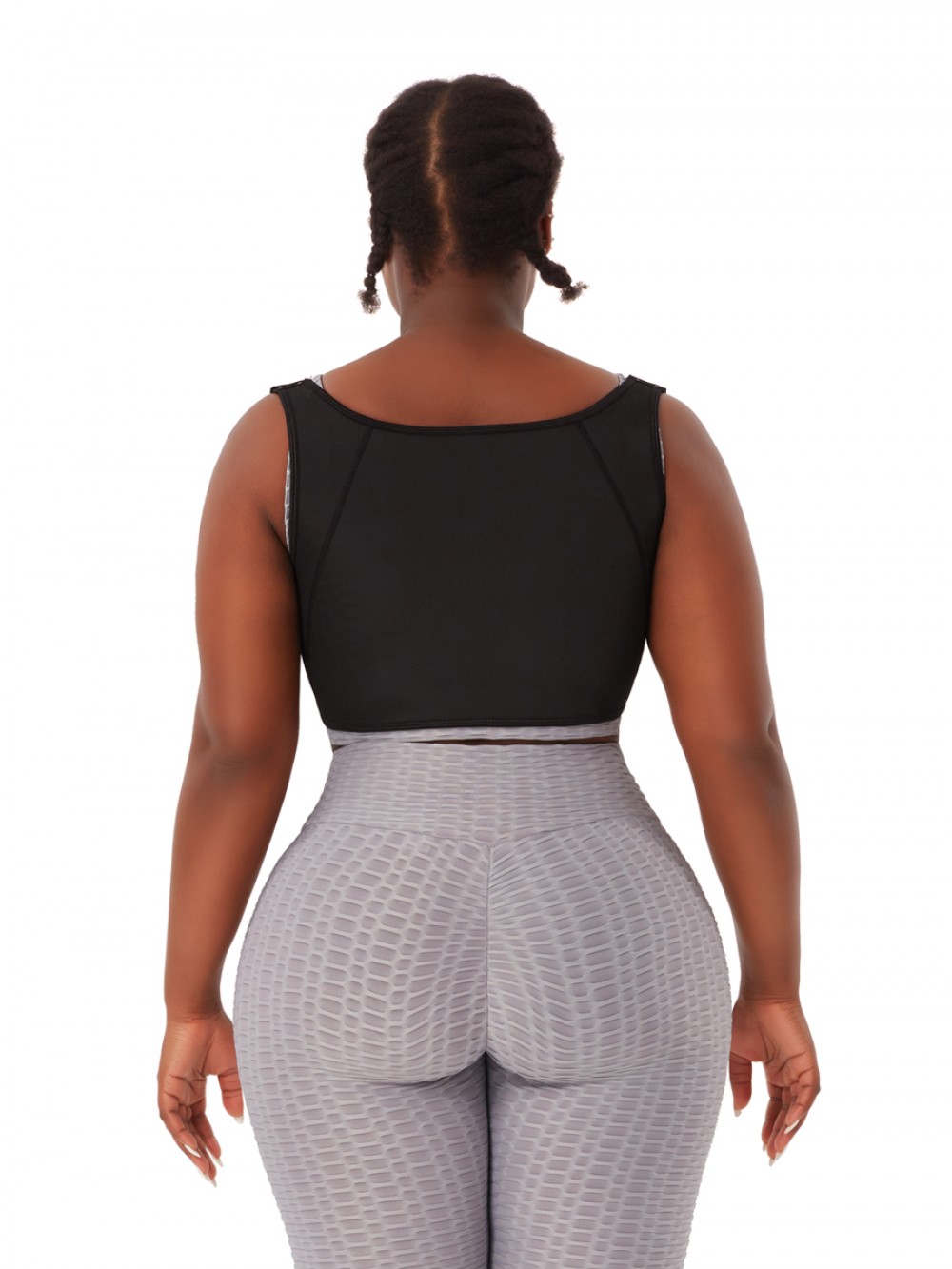 Black Latex Shapewear Tank Top 4 Steel Bones Curve Shaper