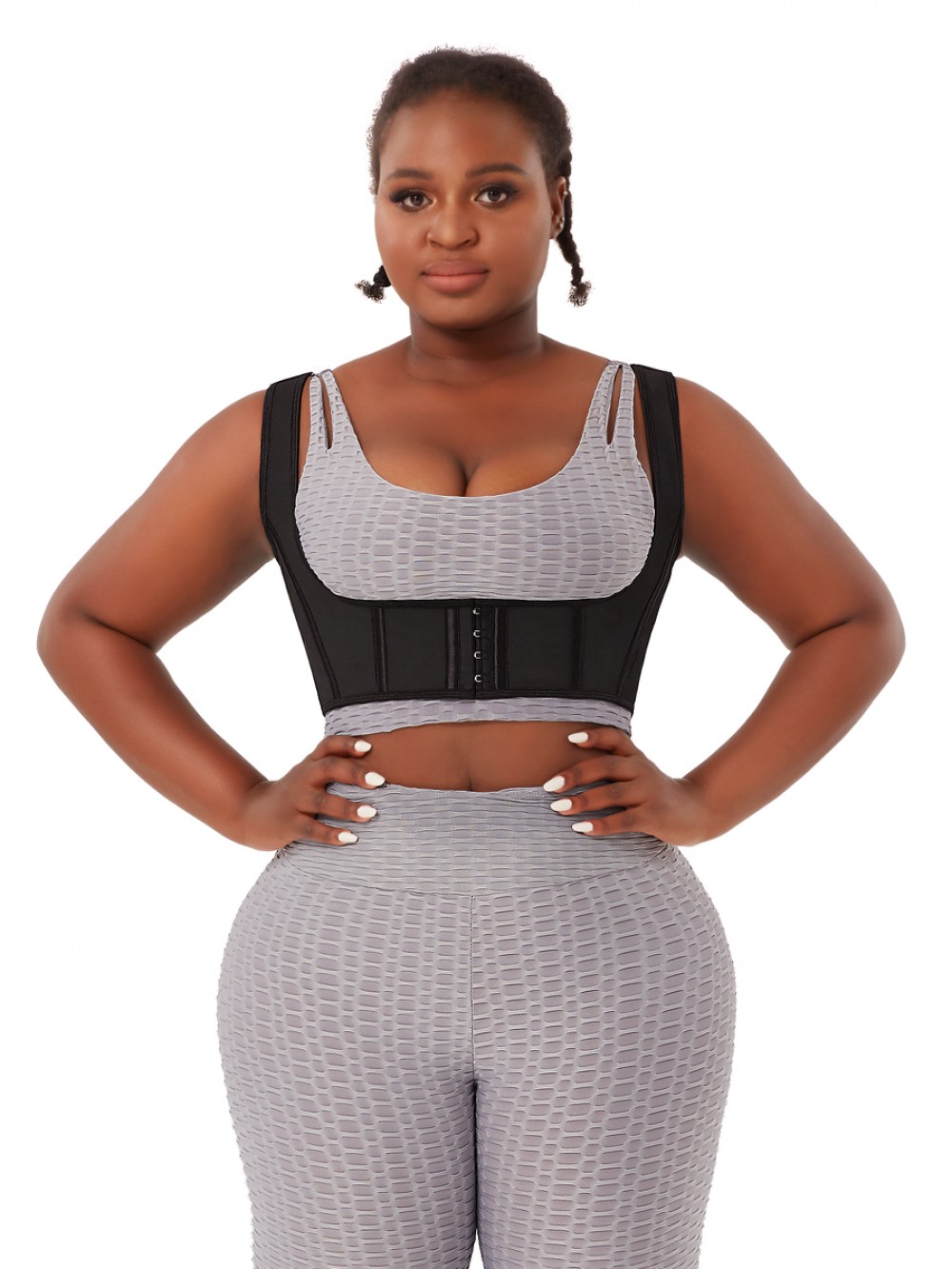 Black Latex Shapewear Tank Top 4 Steel Bones Curve Shaper