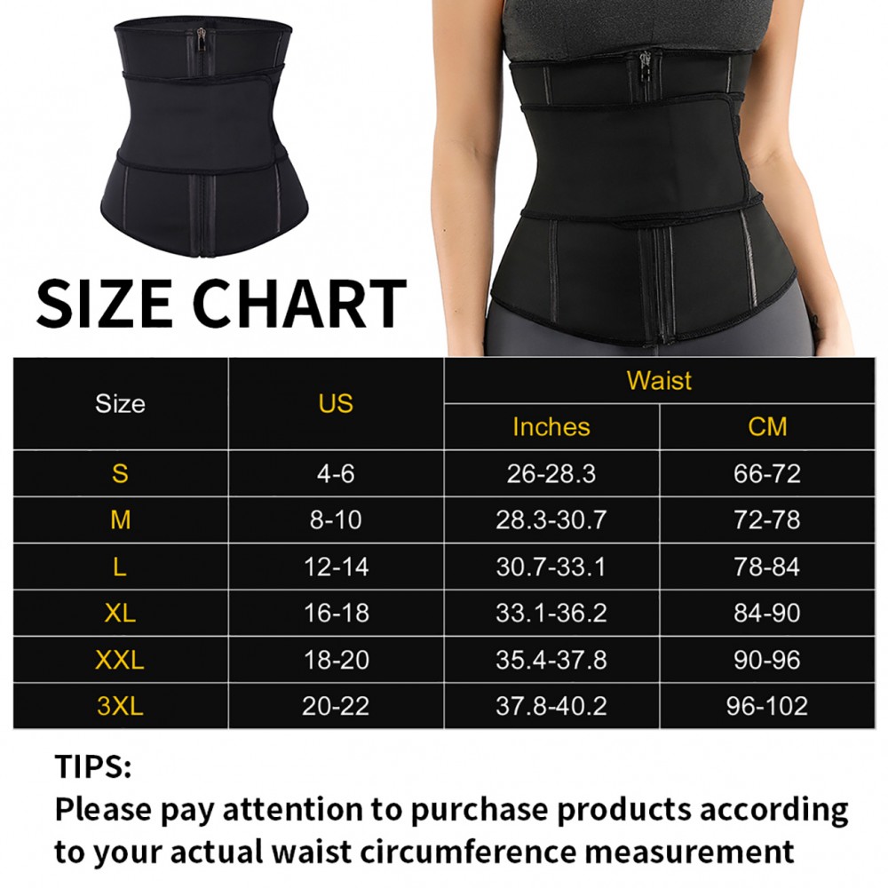 Flawlessly Double Layer Black 7 Steel Boned Waist Trainer Plus Size