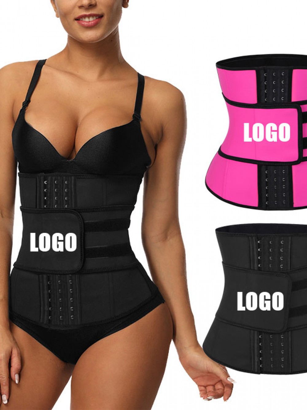 Rose Red Big Size Latex Workout Waist Trainer 7 Bones Tummy Trimmer