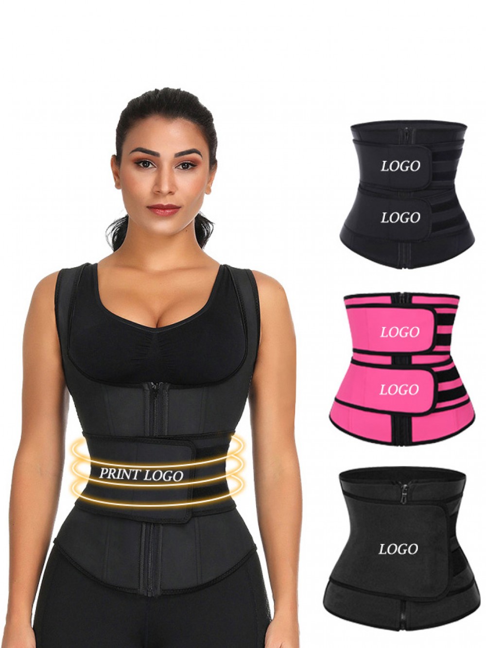 Black Big Size 9 Steel Bones Latex Waist Trainer Vest Higher Power
