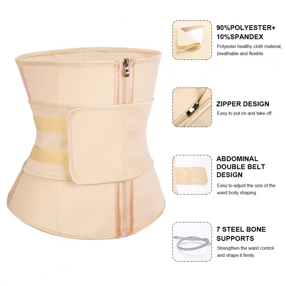 Body-Hugging Skin Big Size 7 Steel Boned Zipper Waist Cincher Layered