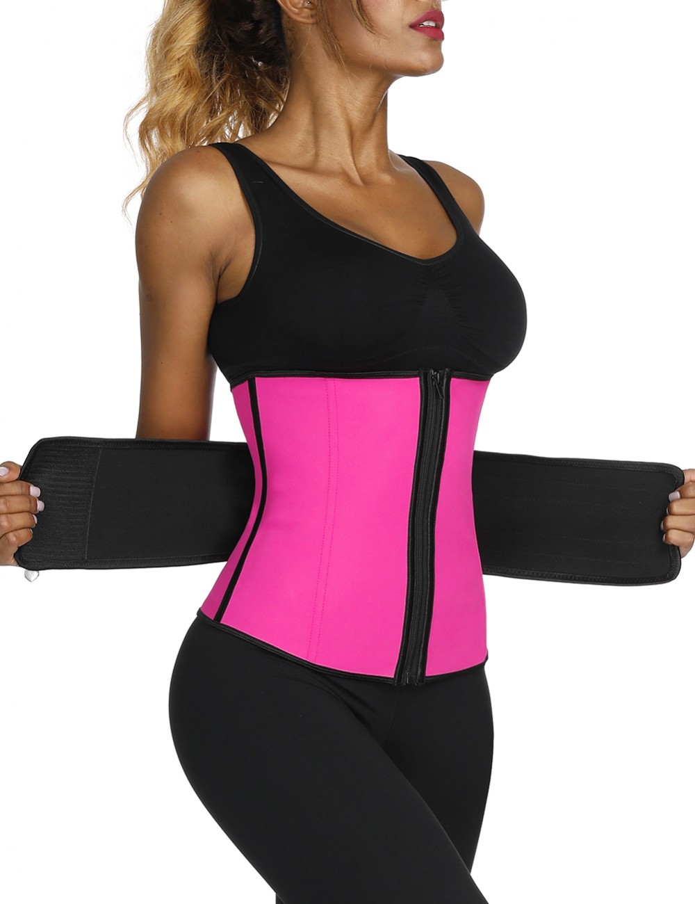 Rose Red Queen Size Latex Waist Trainer With Zipping Custom Logo