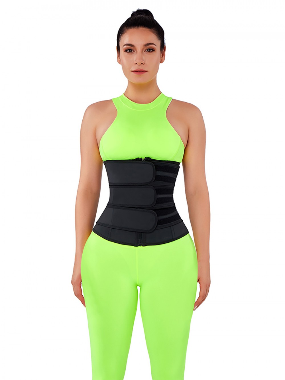 Black Three Belts Latex Waist Trainer Big Size Calories Burning