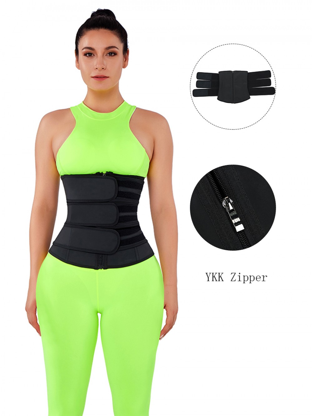 Black Three Belts Latex Waist Trainer Big Size Calories Burning