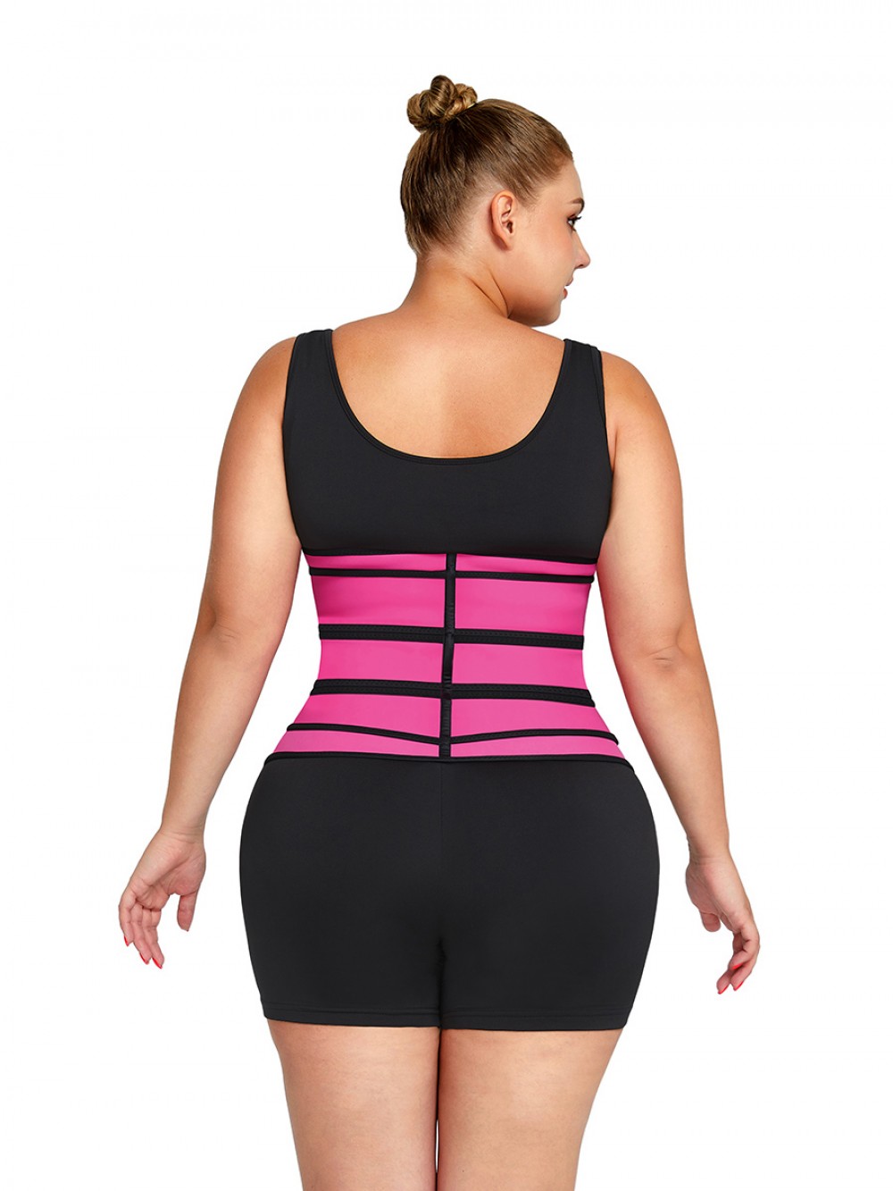 Rose Red Three Belts Latex Waist Trainer 7 Steel Bones High Power