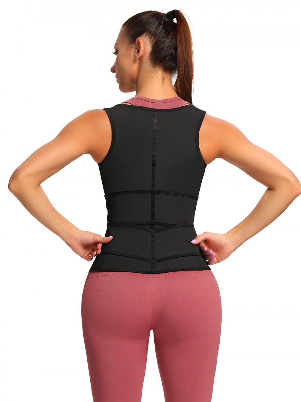 Black Latex Double Belts Sticker Vest Shaper Big Size Back Support
