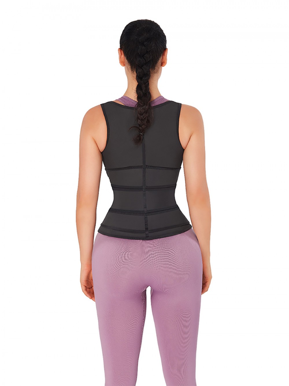 Black Latex Workout Waist Trainer Vest Three Belts Weight Loss