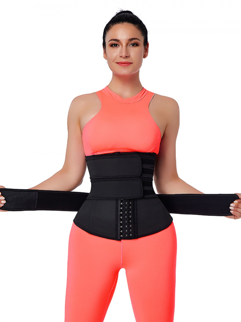 Black Hooks Latex Three-Belt Workout Waist Trainer Fat Burner