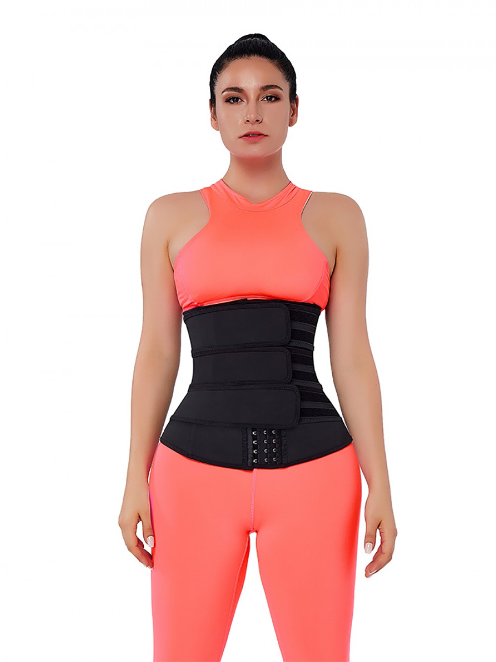 Black Hooks Latex Three-Belt Workout Waist Trainer Fat Burner